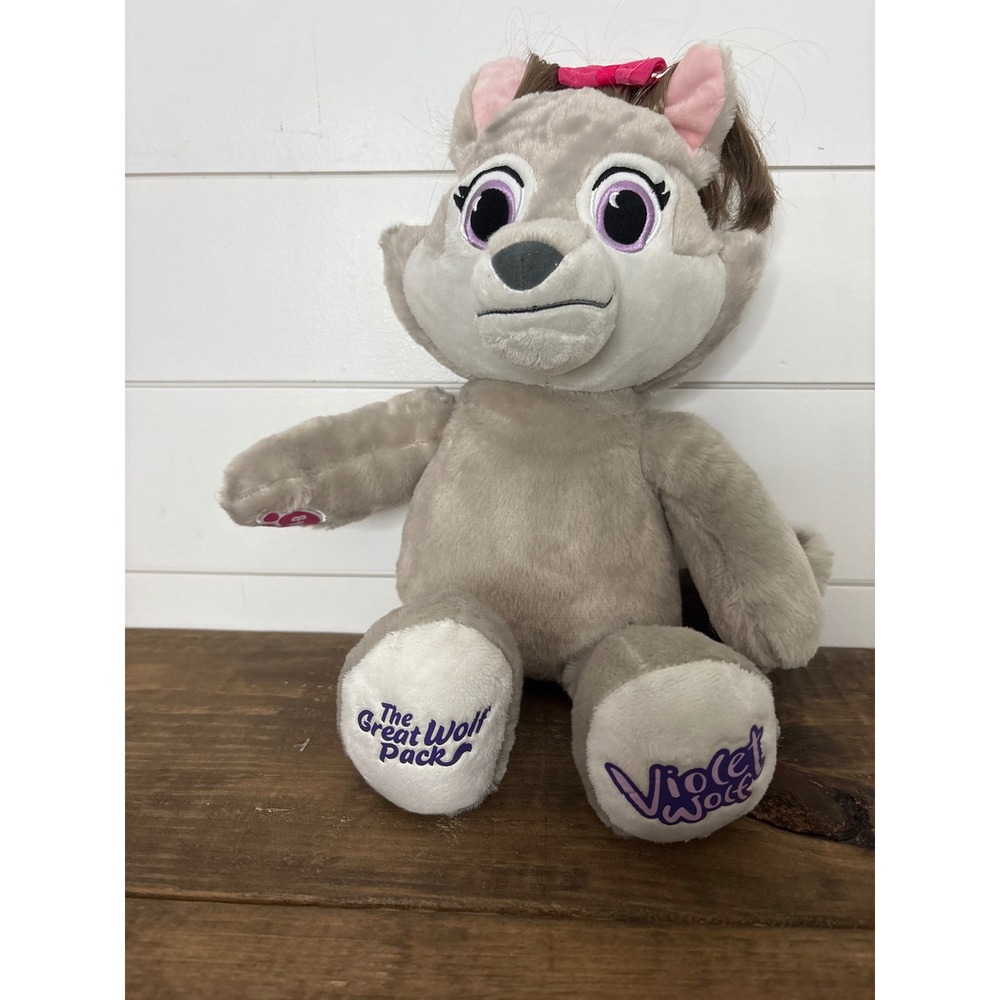 Build A Bear Violet Wolf The Great Wolf Pack‎ Plush Stuffed Animal Pink Bow